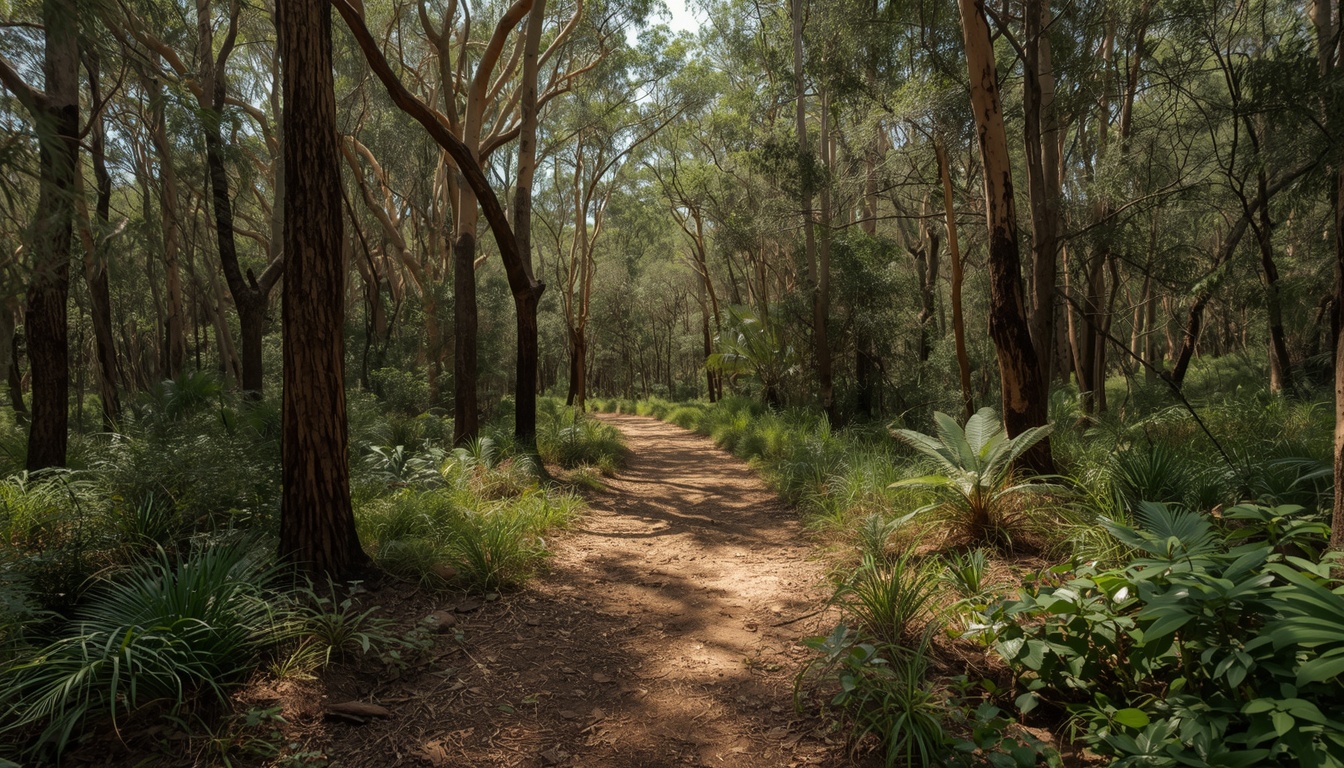 Forest trail path through Australian woodland at Sparkclearingux